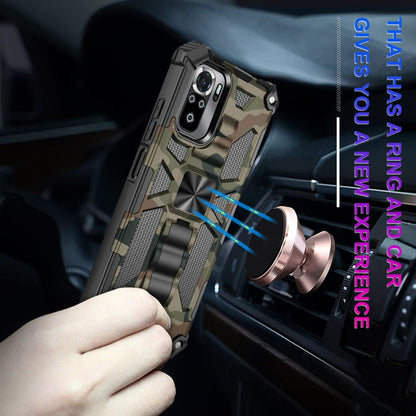 Camouflage Armor Shockproof TPU + PC Magnetic Protective Case with Holder, For OnePlus 9, For Xiaomi Redmi Note 10, For Xiaomi Redmi Note 10 Pro