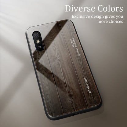 Wood Grain Tempered Glass + TPU Shockproof Case, For Xiaomi Redmi 9A, For Xiaomi Redmi Note 9S, For Xiaomi Redmi Note 10 Pro / Pro Max