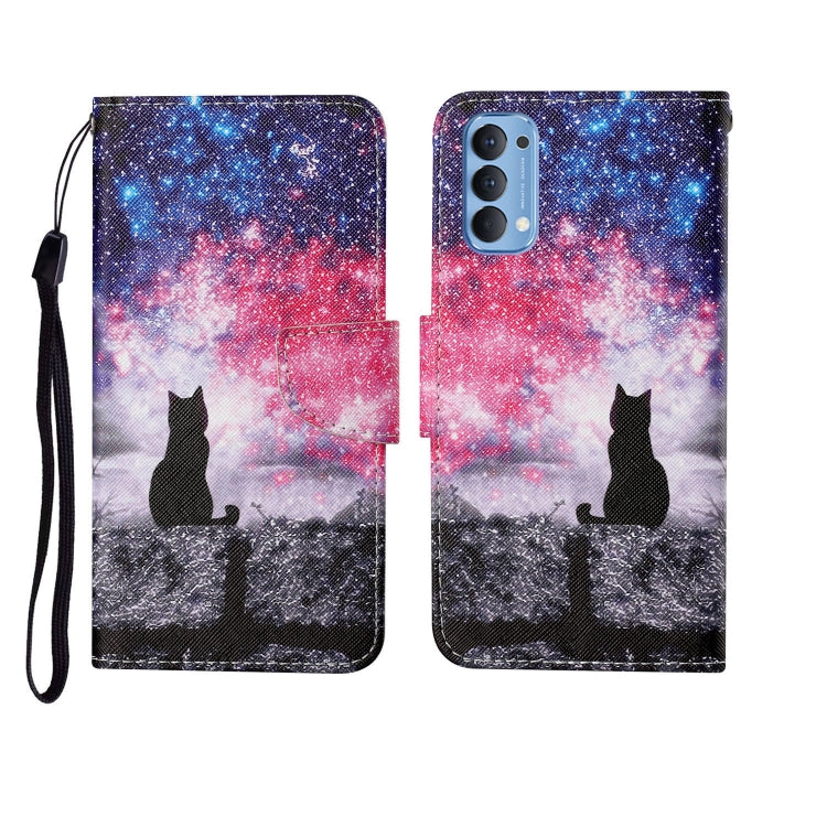 Painted Pattern Horizontal Flip Leathe Case, For OPPO Reno4