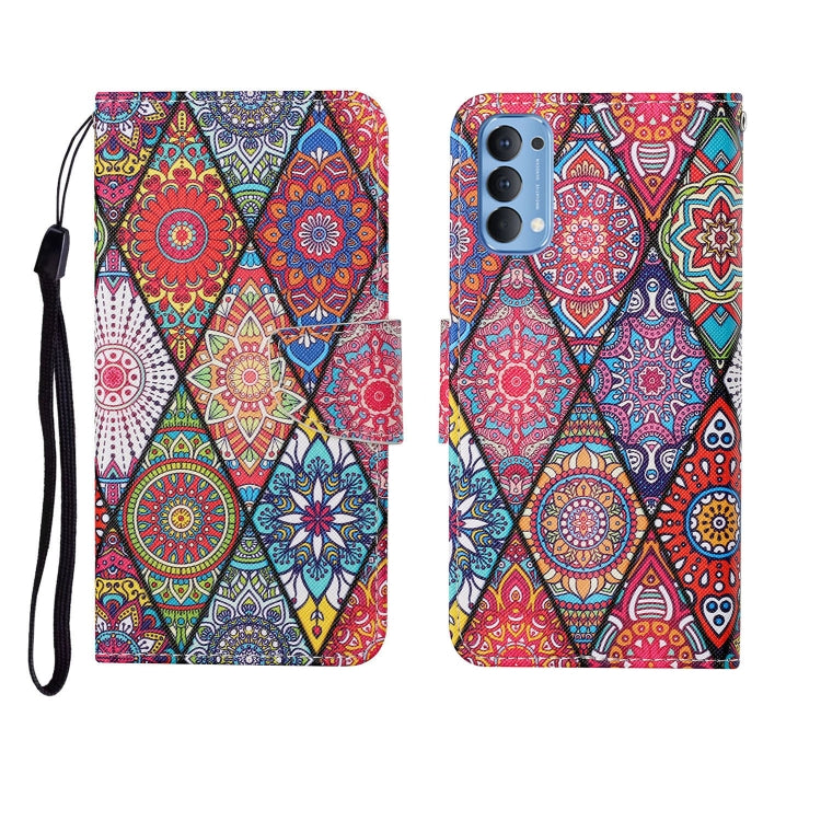 Painted Pattern Horizontal Flip Leathe Case, For OPPO Reno4