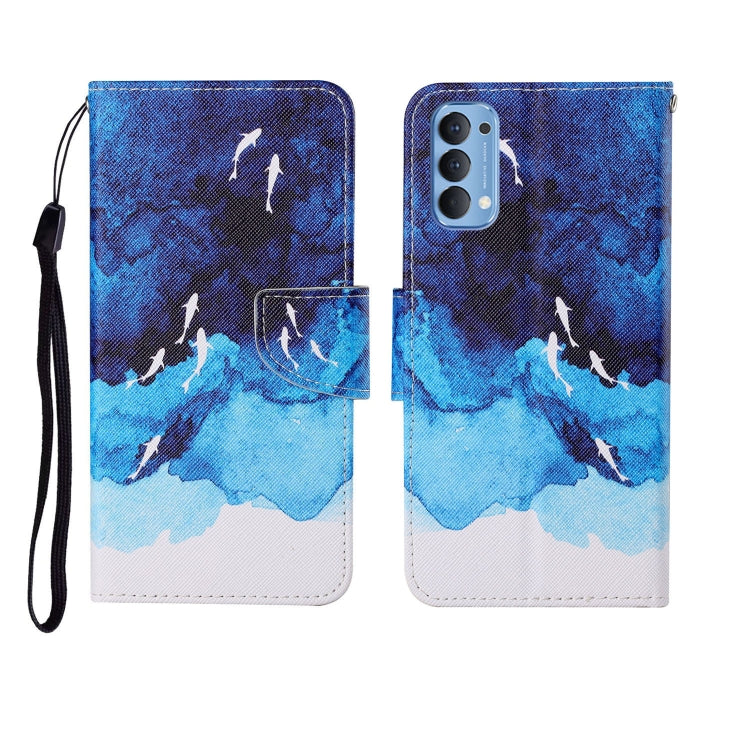 Painted Pattern Horizontal Flip Leathe Case, For OPPO Reno4