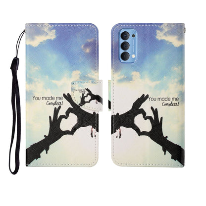 Painted Pattern Horizontal Flip Leathe Case, For OPPO Reno4