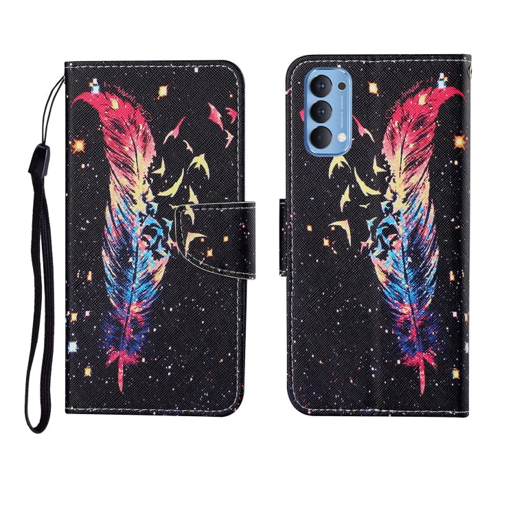 Painted Pattern Horizontal Flip Leathe Case, For OPPO Reno4