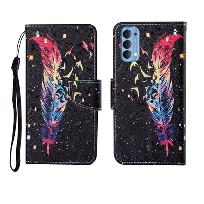 Painted Pattern Horizontal Flip Leathe Case, For OPPO Reno4