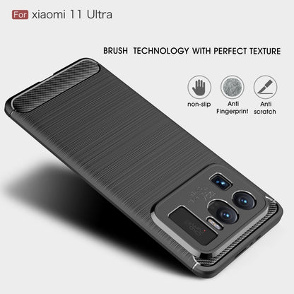 Brushed Texture Carbon Fiber TPU Case, For Xiaomi Mi 11 Ultra, For Xiaomi Redmi K40 Pro+