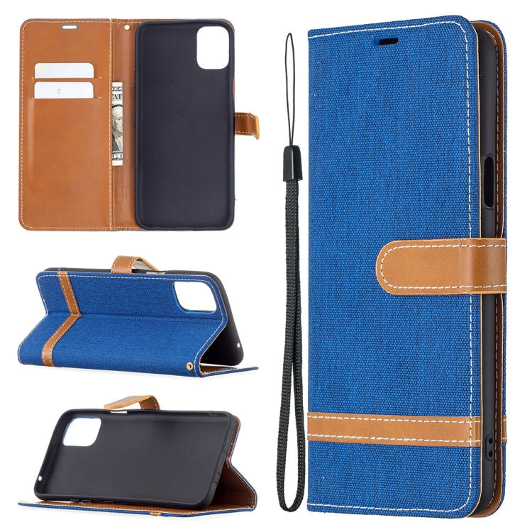 Color Matching Denim Texture Horizontal Flip Leather Case with Holder & Card Slots & Wallet & Lanyard, For LG K42, For Xiaomi Redmi Note 10 Pro