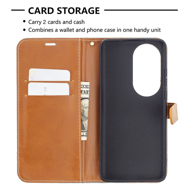Color Matching Denim Texture Horizontal Flip Leather Case with Holder & Card Slots & Wallet & Lanyard, For Huawei P50 Pro, For Huawei P50