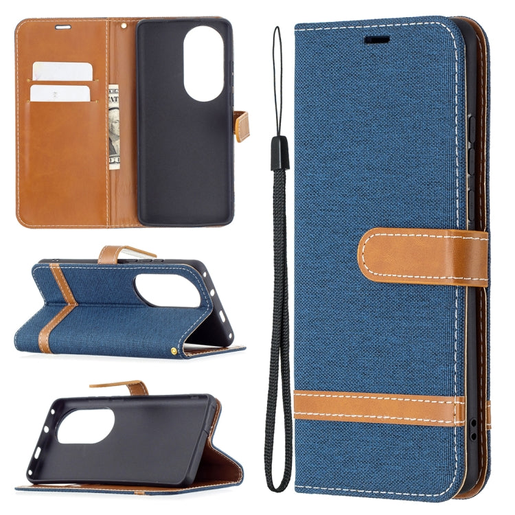 Color Matching Denim Texture Horizontal Flip Leather Case with Holder & Card Slots & Wallet & Lanyard, For Huawei P50 Pro, For Huawei P50