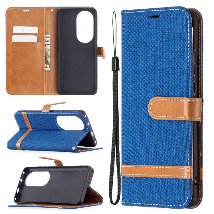 Color Matching Denim Texture Horizontal Flip Leather Case with Holder & Card Slots & Wallet & Lanyard, For Huawei P50 Pro, For Huawei P50