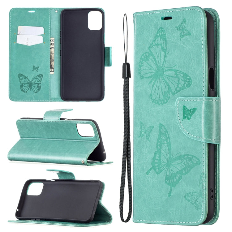 Two Butterflies Embossing Pattern Horizontal Flip Leather Case with Holder & Card Slot & Wallet & Lanyard, For LG K42, For Xiaomi Redmi Note 10 Pro, For Huawei P50, For Huawei P50 Pro