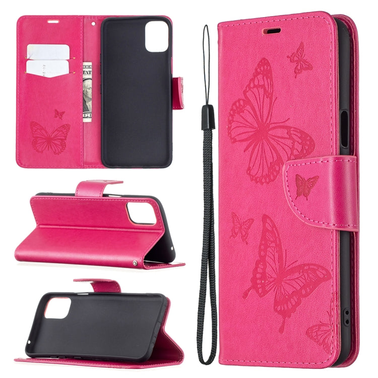 Two Butterflies Embossing Pattern Horizontal Flip Leather Case with Holder & Card Slot & Wallet & Lanyard, For LG K42, For Xiaomi Redmi Note 10 Pro, For Huawei P50, For Huawei P50 Pro