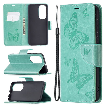 Two Butterflies Embossing Pattern Horizontal Flip Leather Case with Holder & Card Slot & Wallet & Lanyard, For LG K42, For Xiaomi Redmi Note 10 Pro, For Huawei P50, For Huawei P50 Pro