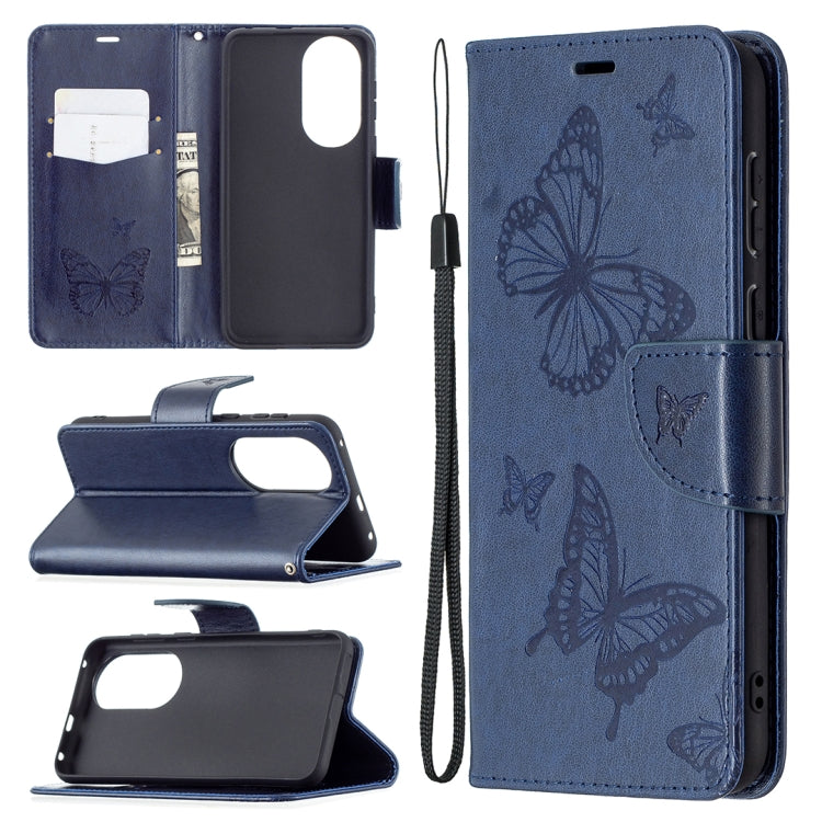 Two Butterflies Embossing Pattern Horizontal Flip Leather Case with Holder & Card Slot & Wallet & Lanyard, For LG K42, For Xiaomi Redmi Note 10 Pro, For Huawei P50, For Huawei P50 Pro