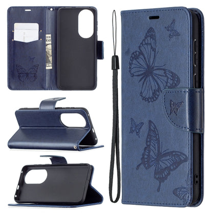 Two Butterflies Embossing Pattern Horizontal Flip Leather Case with Holder & Card Slot & Wallet & Lanyard, For LG K42, For Xiaomi Redmi Note 10 Pro, For Huawei P50, For Huawei P50 Pro