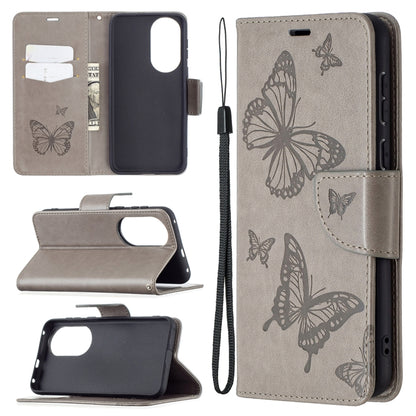 Two Butterflies Embossing Pattern Horizontal Flip Leather Case with Holder & Card Slot & Wallet & Lanyard, For LG K42, For Xiaomi Redmi Note 10 Pro, For Huawei P50, For Huawei P50 Pro