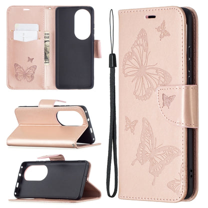 Two Butterflies Embossing Pattern Horizontal Flip Leather Case with Holder & Card Slot & Wallet & Lanyard, For LG K42, For Xiaomi Redmi Note 10 Pro, For Huawei P50, For Huawei P50 Pro