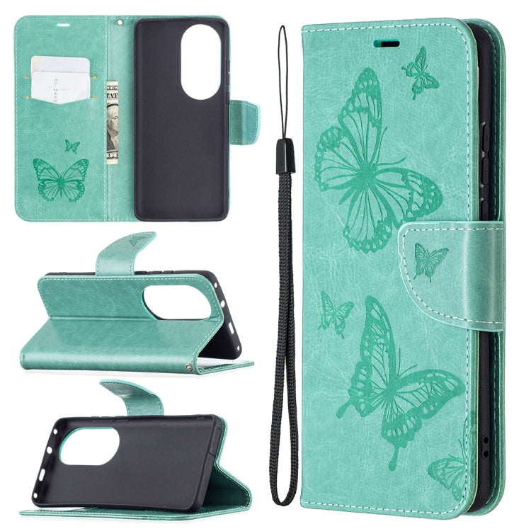 Two Butterflies Embossing Pattern Horizontal Flip Leather Case with Holder & Card Slot & Wallet & Lanyard, For LG K42, For Xiaomi Redmi Note 10 Pro, For Huawei P50, For Huawei P50 Pro