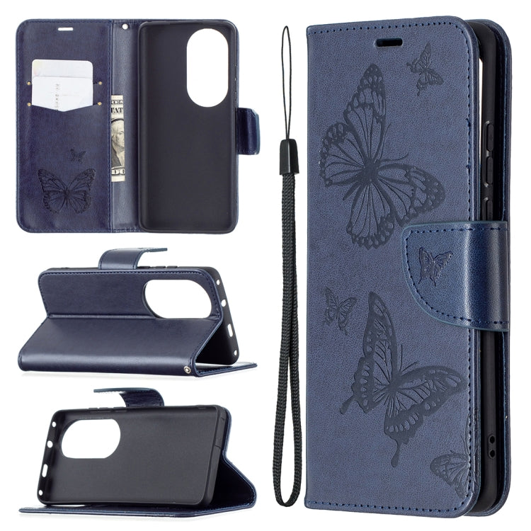 Two Butterflies Embossing Pattern Horizontal Flip Leather Case with Holder & Card Slot & Wallet & Lanyard, For LG K42, For Xiaomi Redmi Note 10 Pro, For Huawei P50, For Huawei P50 Pro