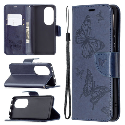 Two Butterflies Embossing Pattern Horizontal Flip Leather Case with Holder & Card Slot & Wallet & Lanyard, For LG K42, For Xiaomi Redmi Note 10 Pro, For Huawei P50, For Huawei P50 Pro