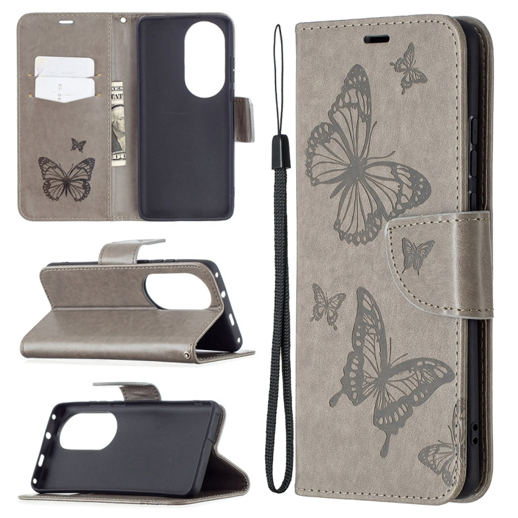 Two Butterflies Embossing Pattern Horizontal Flip Leather Case with Holder & Card Slot & Wallet & Lanyard, For LG K42, For Xiaomi Redmi Note 10 Pro, For Huawei P50, For Huawei P50 Pro