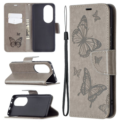 Two Butterflies Embossing Pattern Horizontal Flip Leather Case with Holder & Card Slot & Wallet & Lanyard, For LG K42, For Xiaomi Redmi Note 10 Pro, For Huawei P50, For Huawei P50 Pro
