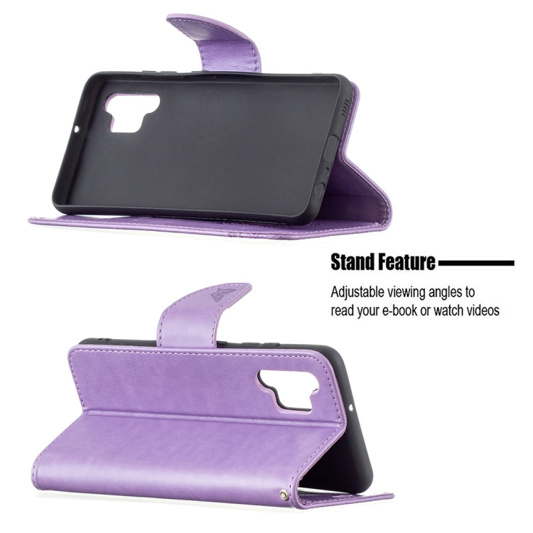 Two Butterflies Embossing Pattern Horizontal Flip Leather Case with Holder & Card Slot & Wallet & Lanyard, For Samsung Galaxy A32 4G