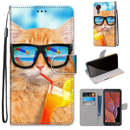Coloured Drawing Cross Texture Horizontal Flip PU Leather Case with Holder & Card Slots & Wallet & Lanyard, For Samsung Galaxy Xcover 5