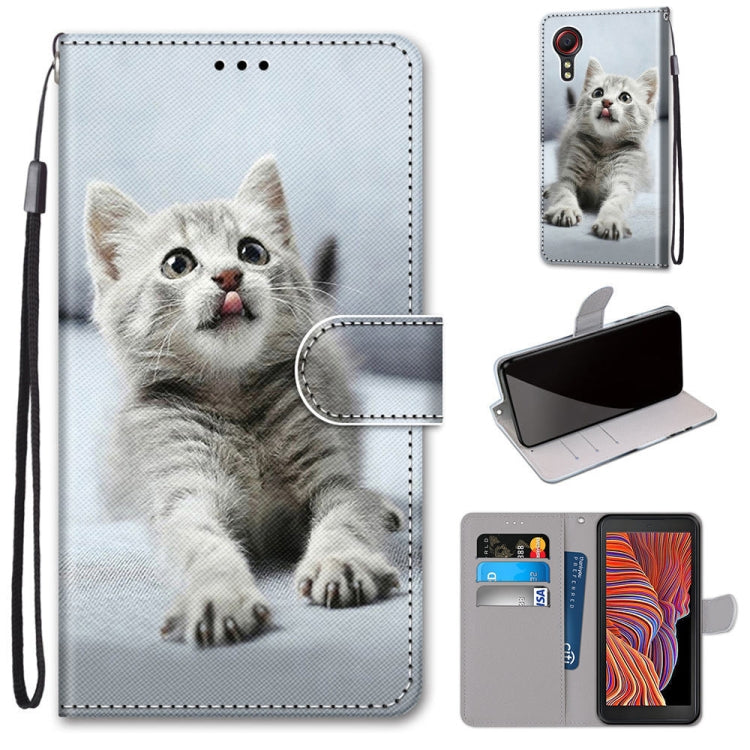 Coloured Drawing Cross Texture Horizontal Flip PU Leather Case with Holder & Card Slots & Wallet & Lanyard, For Samsung Galaxy Xcover 5