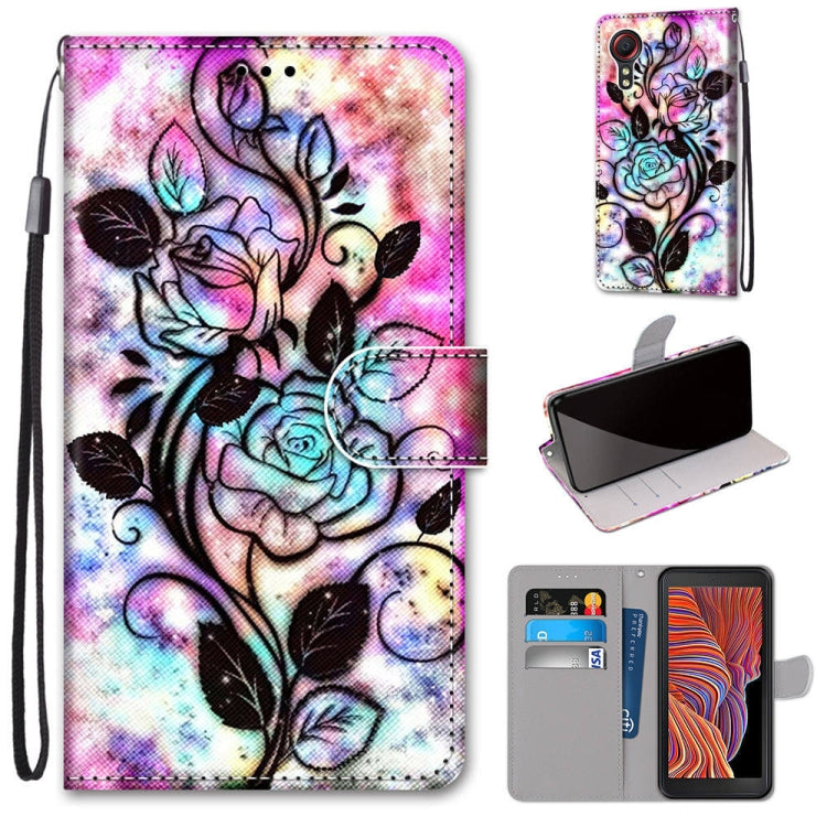 Coloured Drawing Cross Texture Horizontal Flip PU Leather Case with Holder & Card Slots & Wallet & Lanyard, For Samsung Galaxy Xcover 5