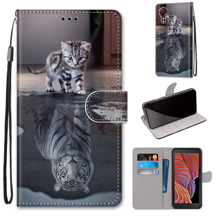 Coloured Drawing Cross Texture Horizontal Flip PU Leather Case with Holder & Card Slots & Wallet & Lanyard, For Samsung Galaxy Xcover 5