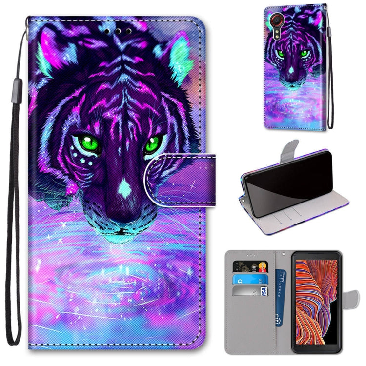 Coloured Drawing Cross Texture Horizontal Flip PU Leather Case with Holder & Card Slots & Wallet & Lanyard, For Samsung Galaxy Xcover 5