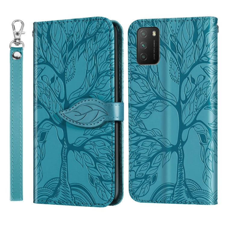 Life of Tree Embossing Pattern Horizontal Flip Leather Case with Holder & Card Slot & Wallet & Photo Frame & Lanyard, For Xiaomi Poco M3