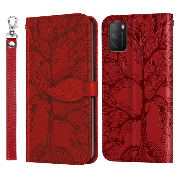 Life of Tree Embossing Pattern Horizontal Flip Leather Case with Holder & Card Slot & Wallet & Photo Frame & Lanyard, For Xiaomi Poco M3