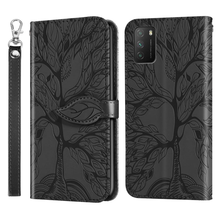 Life of Tree Embossing Pattern Horizontal Flip Leather Case with Holder & Card Slot & Wallet & Photo Frame & Lanyard, For Xiaomi Poco M3