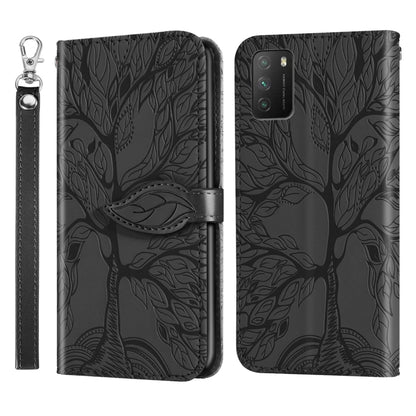 Life of Tree Embossing Pattern Horizontal Flip Leather Case with Holder & Card Slot & Wallet & Photo Frame & Lanyard, For Xiaomi Poco M3