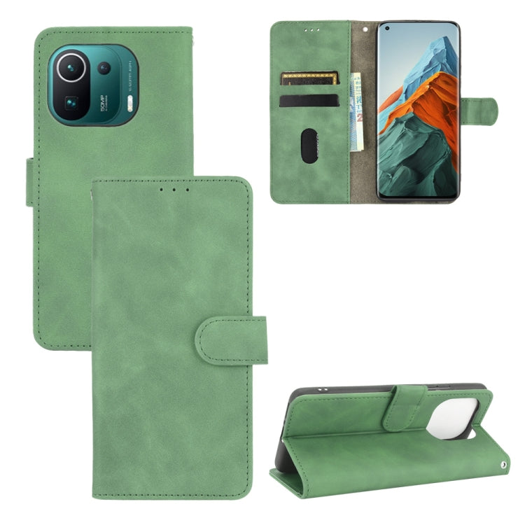 Solid Color Skin Feel Magnetic Buckle Horizontal Flip Calf Texture PU Leather Case with Holder & Card Slots & Wallet, For Xiaomi Mi 11 Ultra, For Xiaomi Mi 11 Pro