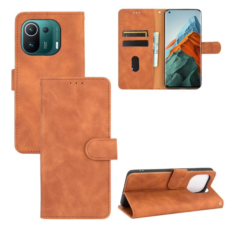 Solid Color Skin Feel Magnetic Buckle Horizontal Flip Calf Texture PU Leather Case with Holder & Card Slots & Wallet, For Xiaomi Mi 11 Ultra, For Xiaomi Mi 11 Pro