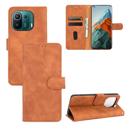 Solid Color Skin Feel Magnetic Buckle Horizontal Flip Calf Texture PU Leather Case with Holder & Card Slots & Wallet, For Xiaomi Mi 11 Ultra, For Xiaomi Mi 11 Pro