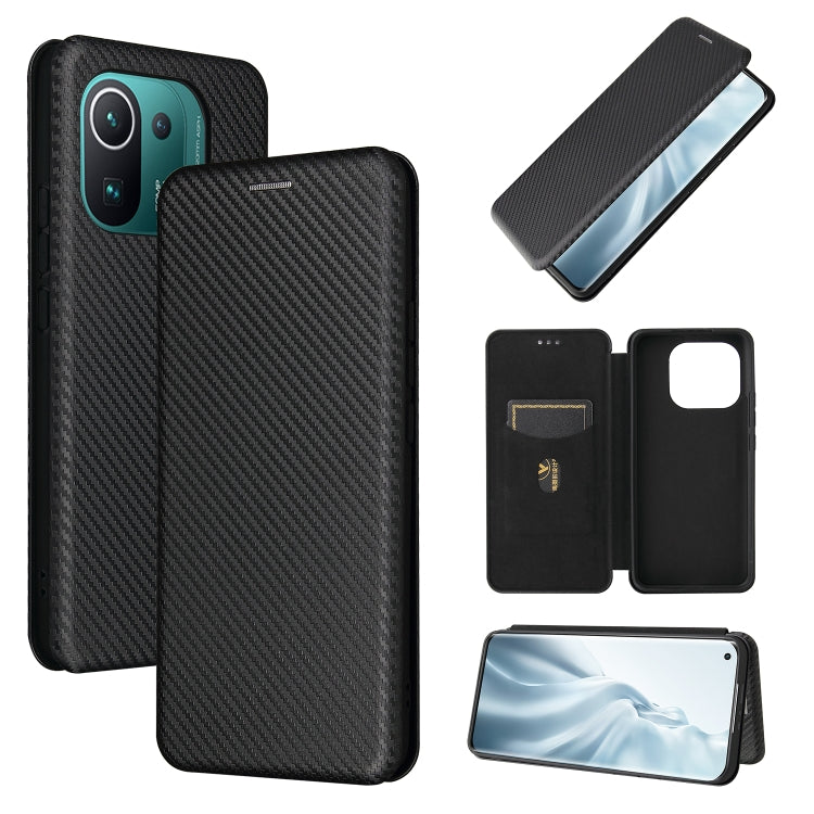 Carbon Fiber Texture Magnetic Horizontal Flip TPU + PC + PU Leather Case with Card Slot, For Xiaomi Mi 11 Ultra, For Xiaomi Mi 11 Pro, For Xiaomi Mi 11 Lite, For Realme C21