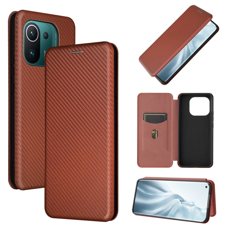 Carbon Fiber Texture Magnetic Horizontal Flip TPU + PC + PU Leather Case with Card Slot, For Xiaomi Mi 11 Ultra, For Xiaomi Mi 11 Pro, For Xiaomi Mi 11 Lite, For Realme C21