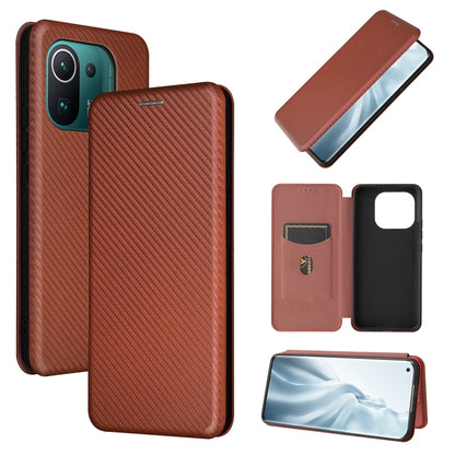 Carbon Fiber Texture Magnetic Horizontal Flip TPU + PC + PU Leather Case with Card Slot, For Xiaomi Mi 11 Ultra, For Xiaomi Mi 11 Pro, For Xiaomi Mi 11 Lite, For Realme C21