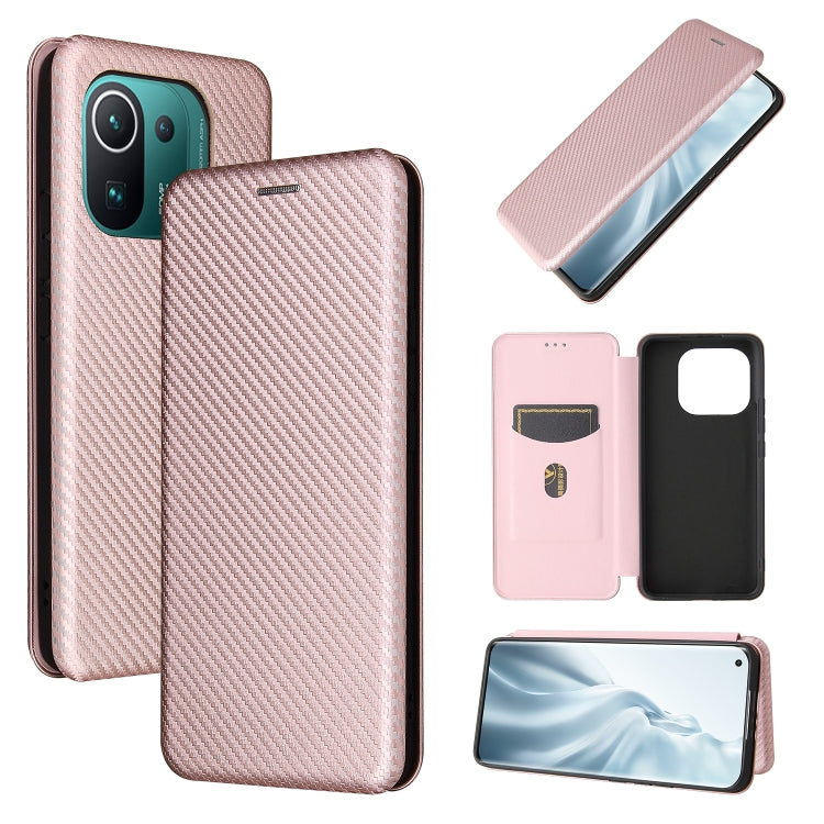Carbon Fiber Texture Magnetic Horizontal Flip TPU + PC + PU Leather Case with Card Slot, For Xiaomi Mi 11 Ultra, For Xiaomi Mi 11 Pro, For Xiaomi Mi 11 Lite, For Realme C21