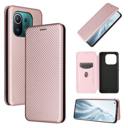 Carbon Fiber Texture Magnetic Horizontal Flip TPU + PC + PU Leather Case with Card Slot, For Xiaomi Mi 11 Ultra, For Xiaomi Mi 11 Pro, For Xiaomi Mi 11 Lite, For Realme C21