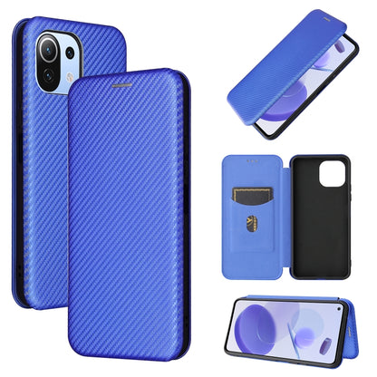 Carbon Fiber Texture Magnetic Horizontal Flip TPU + PC + PU Leather Case with Card Slot, For Xiaomi Mi 11 Ultra, For Xiaomi Mi 11 Pro, For Xiaomi Mi 11 Lite, For Realme C21