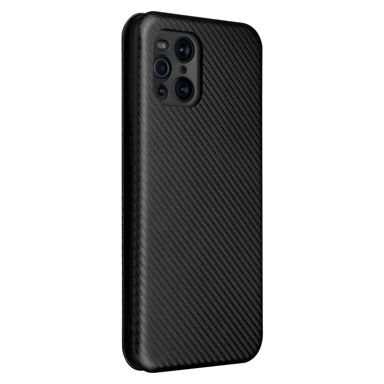 Carbon Fiber Texture Magnetic Horizontal Flip TPU + PC + PU Leather Case with Card Slot, For Oppo Find X3 / X3 Pro