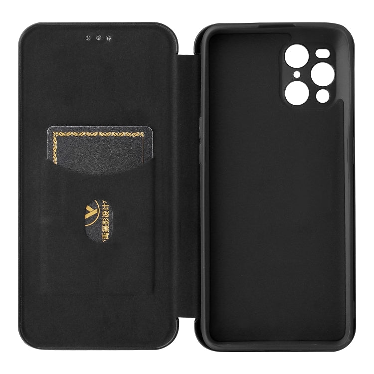 Carbon Fiber Texture Magnetic Horizontal Flip TPU + PC + PU Leather Case with Card Slot, For Oppo Find X3 / X3 Pro