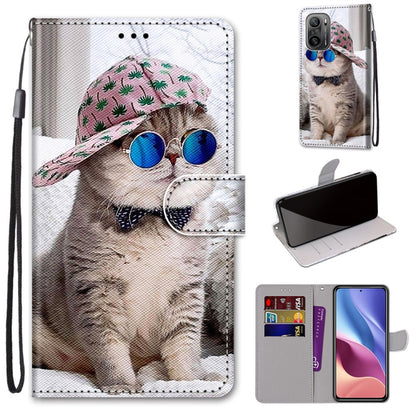 Coloured Drawing Cross Texture Horizontal Flip PU Leather Case with Holder & Card Slots & Wallet & Lanyard, For Xiaomi Redmi K40 / K40 Pro / K40 Pro+