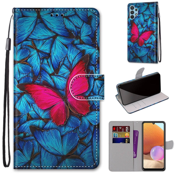 Coloured Drawing Cross Texture Horizontal Flip PU Leather Case with Holder & Card Slots & Wallet & Lanyard, For Samsung Galaxy A32 4G / A32 Lite