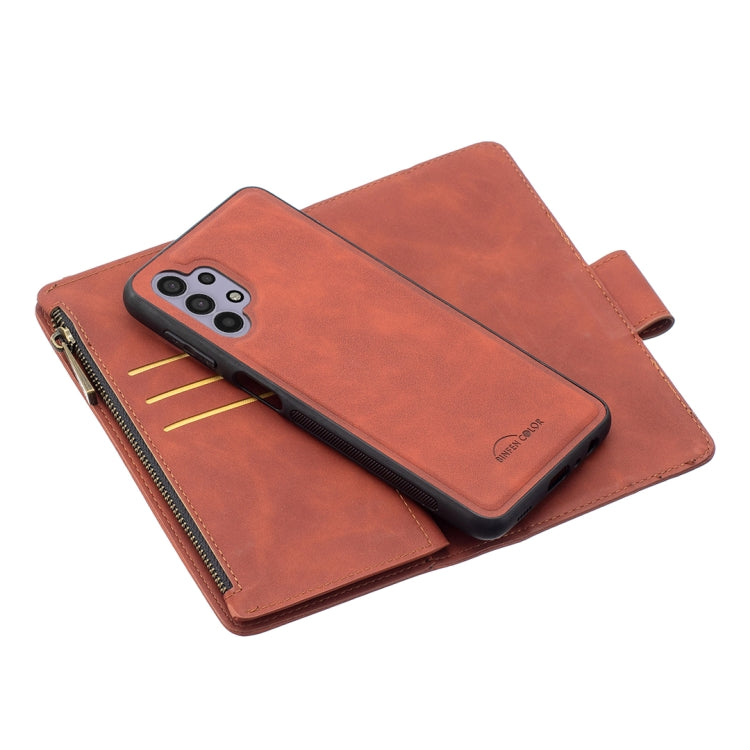 Skin Feel Detachable Magnetic Zipper Horizontal Flip PU Leather Case with Multi-Card Slots & Holder & Wallet & Photo Frame & Lanyard, For Samsung Galaxy A32 5G, For Samsung Galaxy A42, For Samsung Galaxy A52 5G / 4G, For Samsung Galaxy A72 5G / 4G