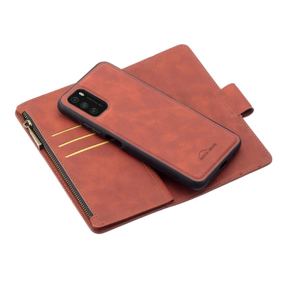 Skin Feel Detachable Magnetic Zipper Horizontal Flip PU Leather Case with Multi-Card Slots & Holder & Wallet & Photo Frame & Lanyard, For Xiaomi Poco M3, For Xiaomi Poco X3